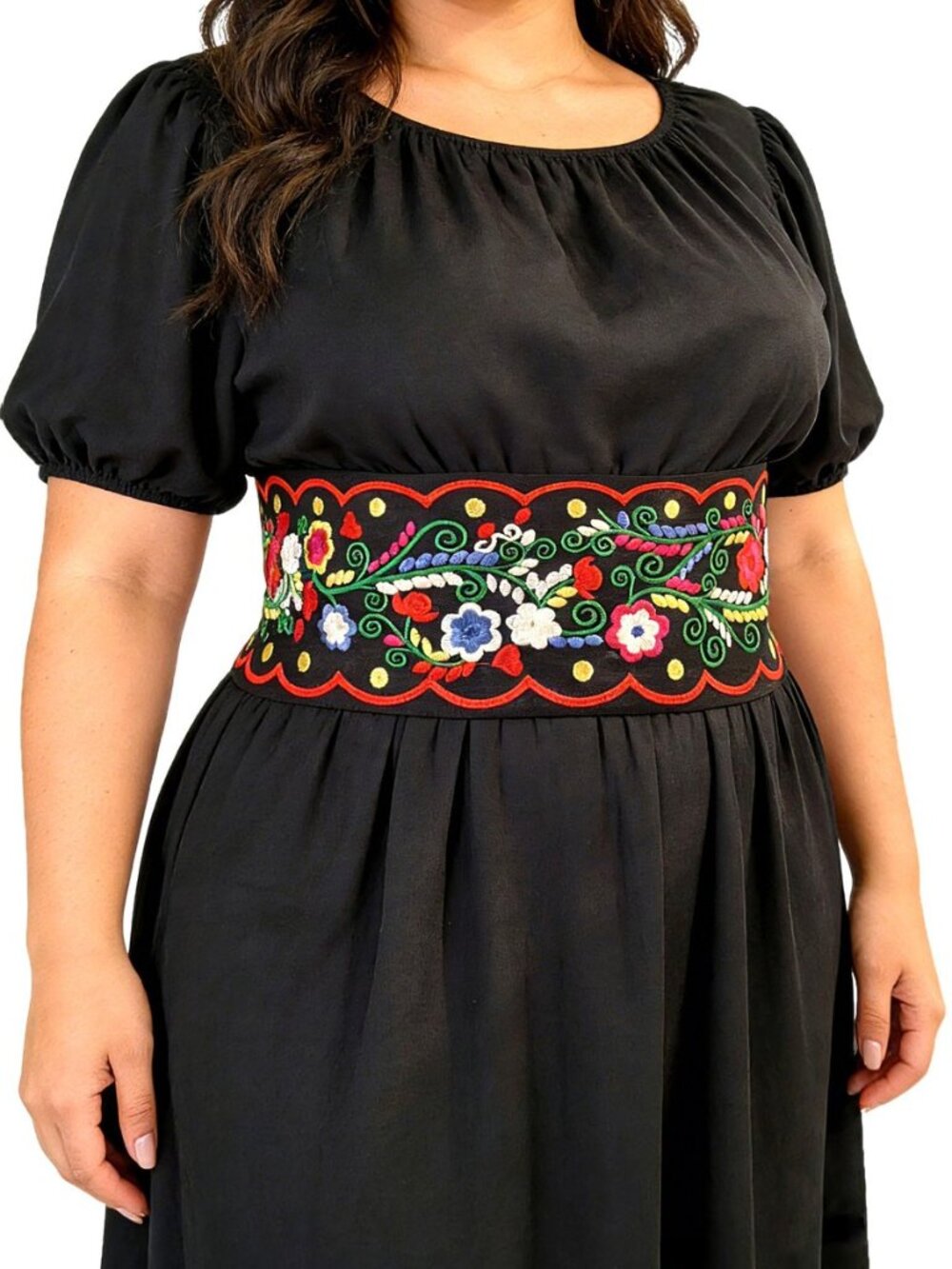 Mexican Width Embroidered Belt Plus Size Women with Tassels L11